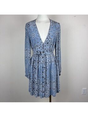 Chan Luu Powder Blue Paisley Wrap Dress